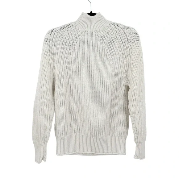 J. Crew Relaxed Rollneck Knit Cotton Sweater in White BE159 - Picture 5 of 9